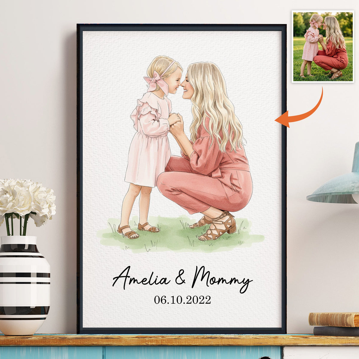 Custom Photo Mommy & Me Mother's Day Gift For Mom, Wife - Personalized Poster
