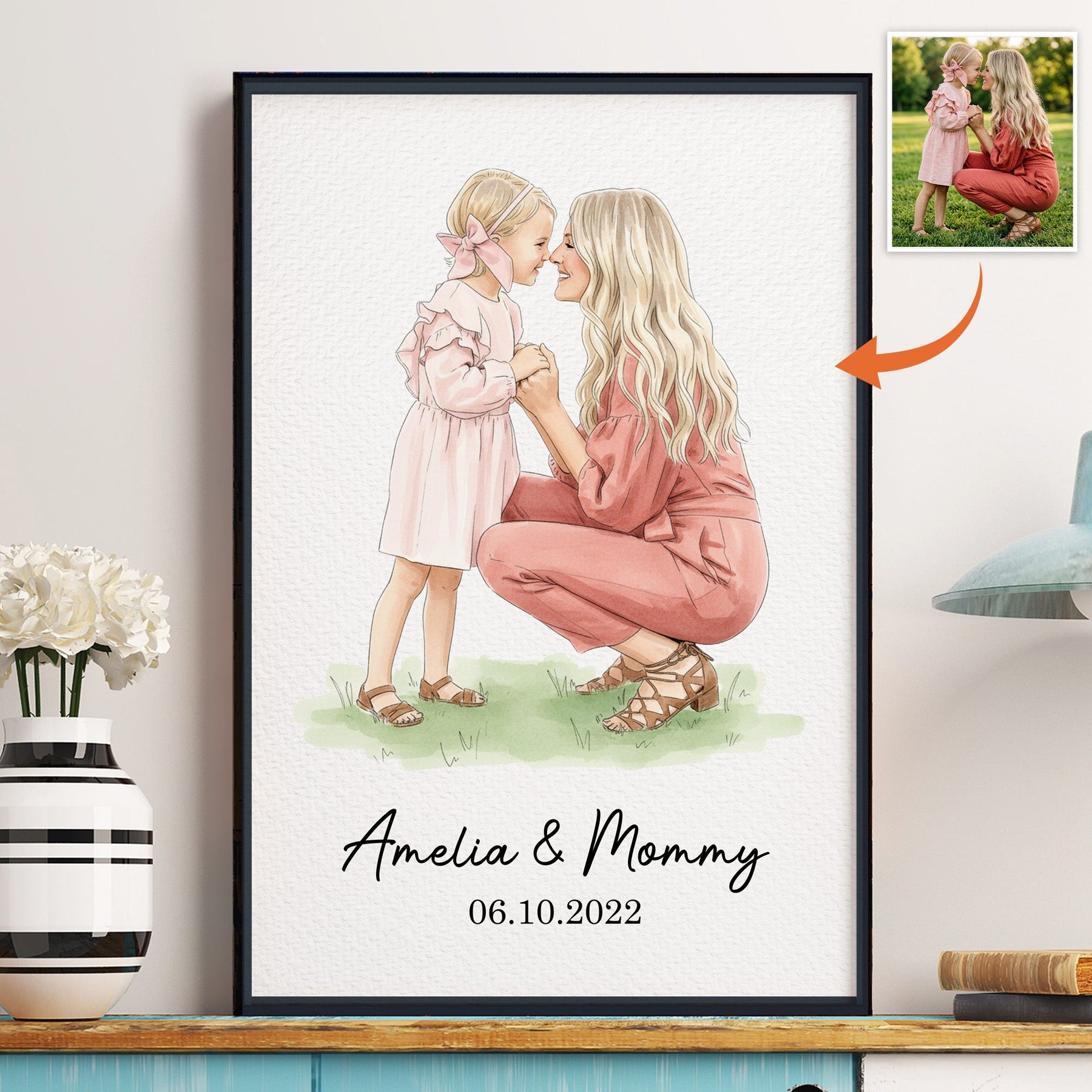 Custom Photo Mommy & Me Mother's Day Gift For Mom, Wife - Personalized Poster