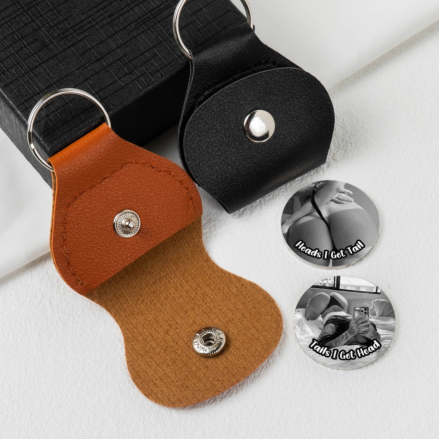 Custom Spicy Photo Date Night Token For Him, Husband, Boyfriend - Personalized Leather Photo Pocket Hug
