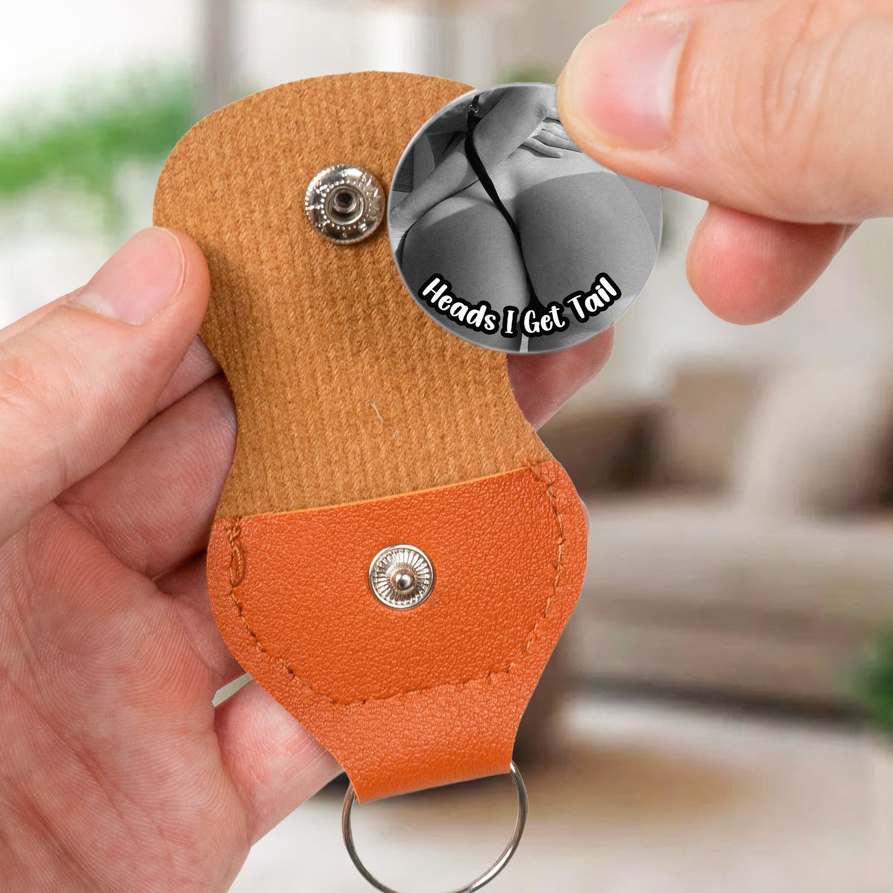 Custom Spicy Photo Date Night Token For Him, Husband, Boyfriend - Personalized Leather Photo Pocket Hug