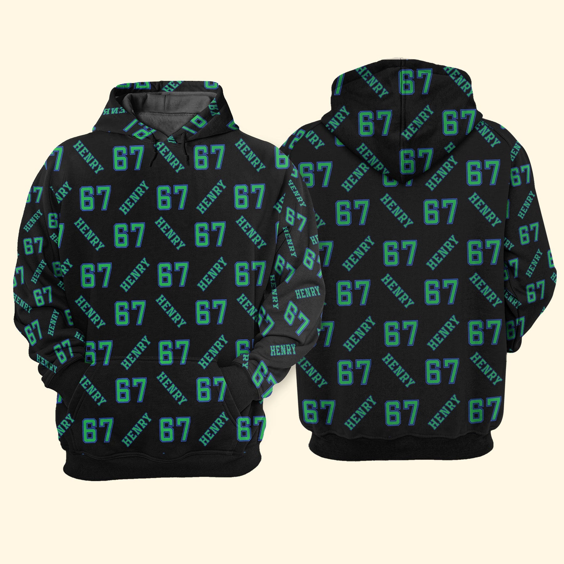 Custom '67' Slang Meme For Kids Teenagers & Adults - Personalized Hoodie