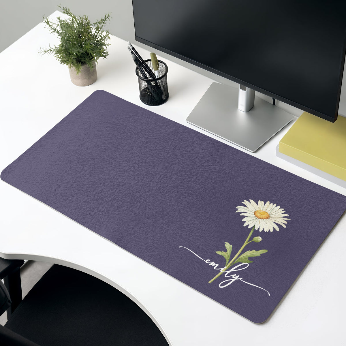 Custom Birth Flower & Name For Her, Coworkers, Friends, Teacher Ver 2 - Personalized Desk Mat