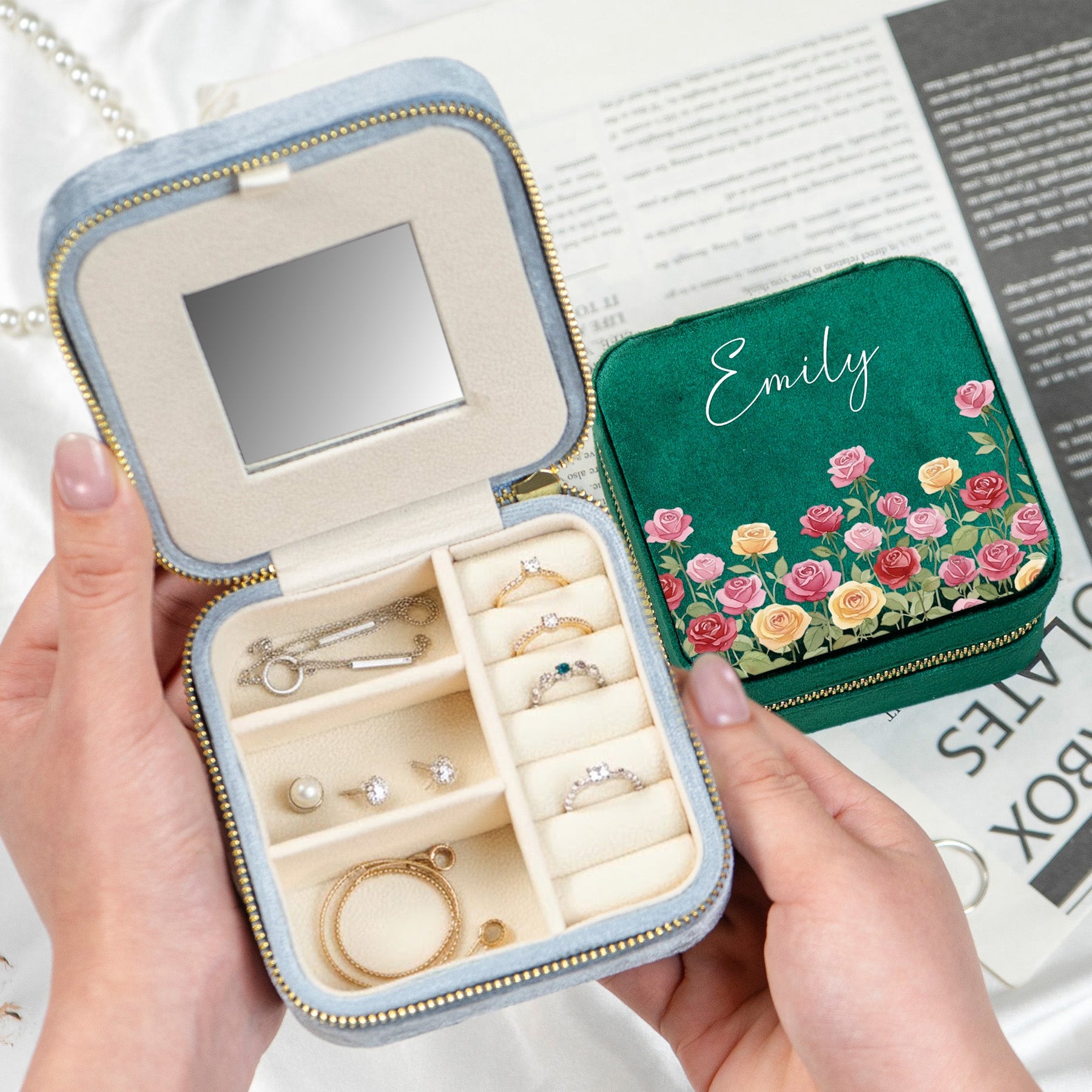 Custom Birth Flower & Name For Her, Wife, Daughter, Sister - Personalized Jewelry Box