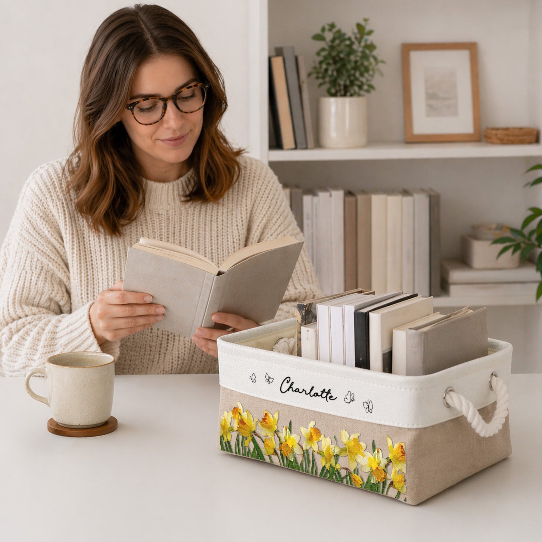 Custom Birth Flower & Name - Personalized Storage Basket