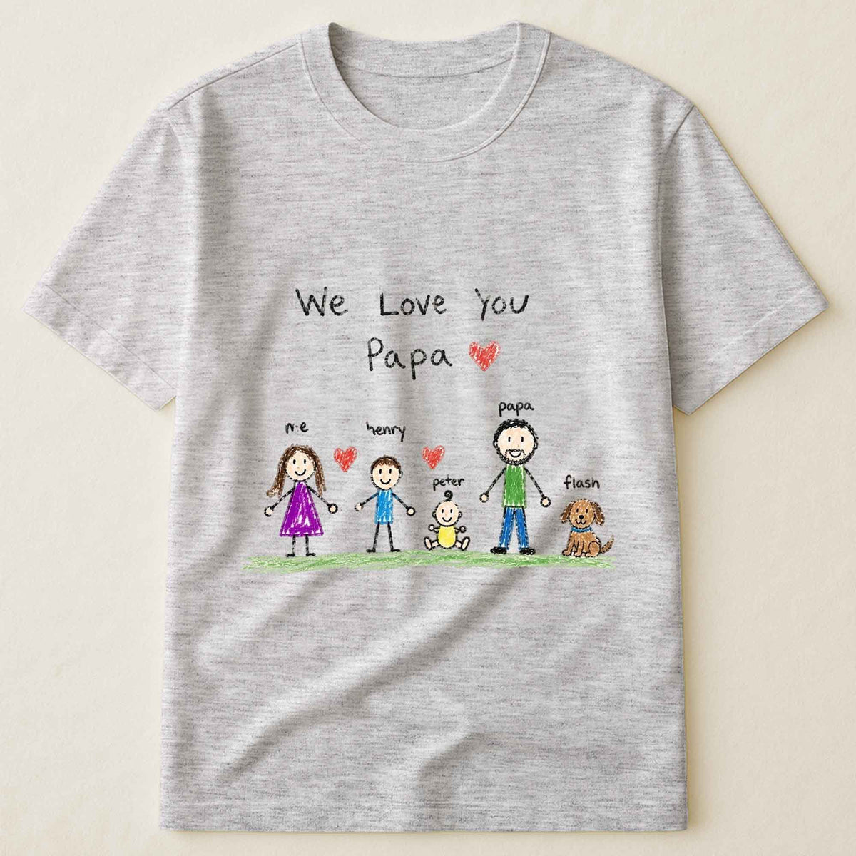 Custom Child Handwriting Or Message Shirt For Dad, Papa, Father's Day - Personalized Shirt