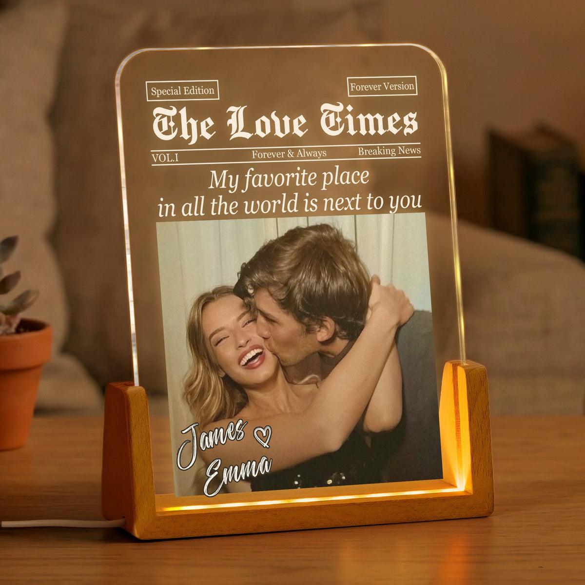Custom Couples Photo, Boyfriend, Girlfriend, Husband, Wife Valentines Day, Anniversary Gifts - Personalized Night Light
