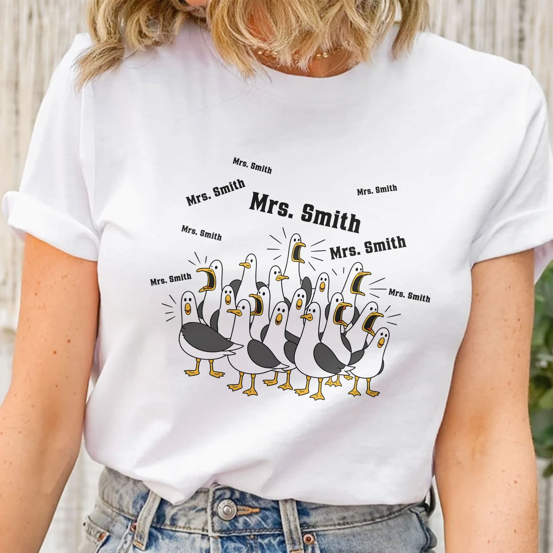 Custom Funny Seagulls Teacher - Personalized Shirt