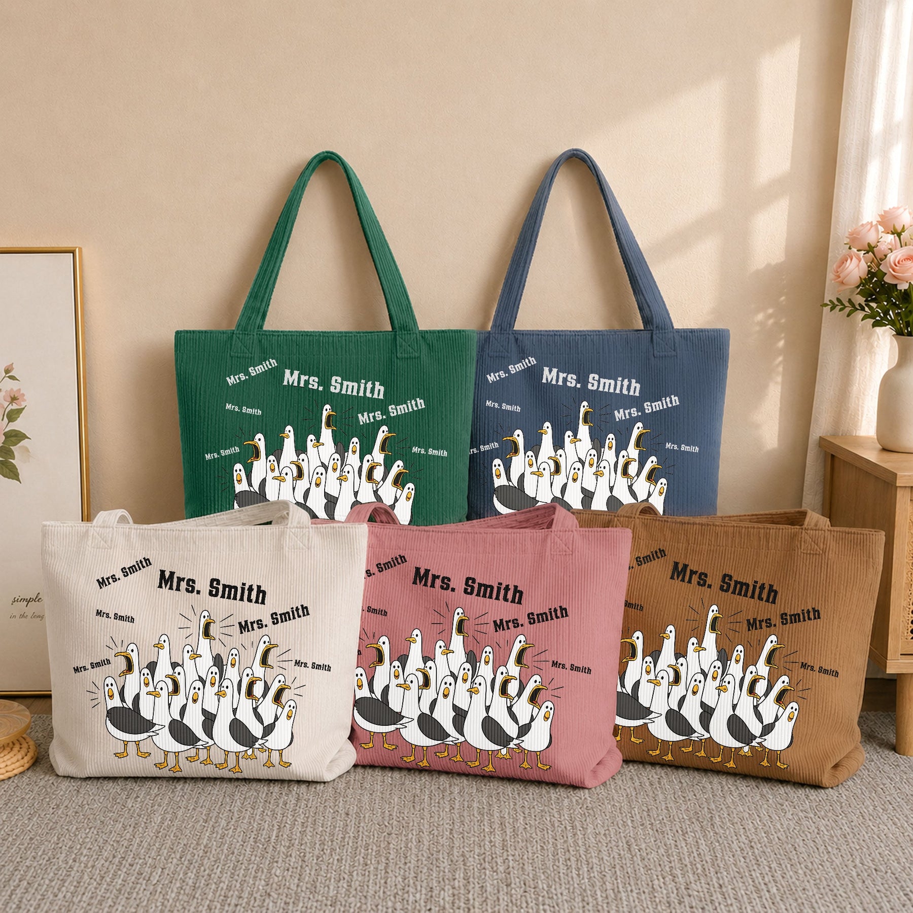 Custom Funny Seagulls Teacher - Personalized Tote Bag