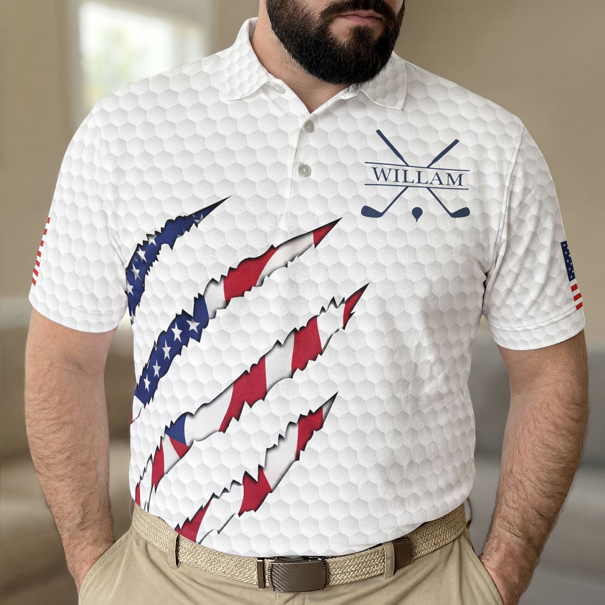 Custom Monogram For Golf Player, Golf Lover, Usa 250Th Birthday - Personalized Polo Shirt