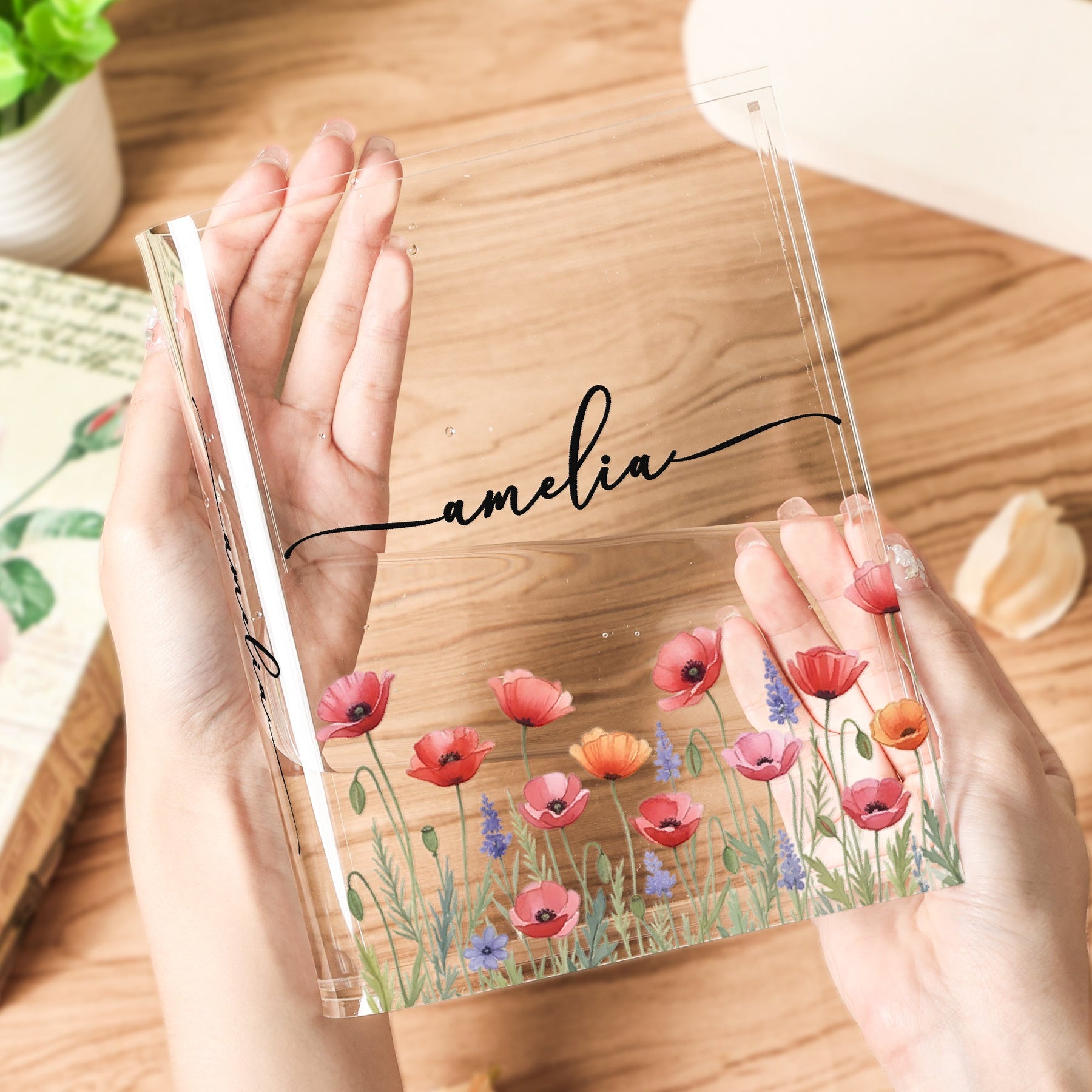 Custom Name & Birth Flower Birthday Gift For Her, Sisters, Daughter, Friends - Personalized Vase