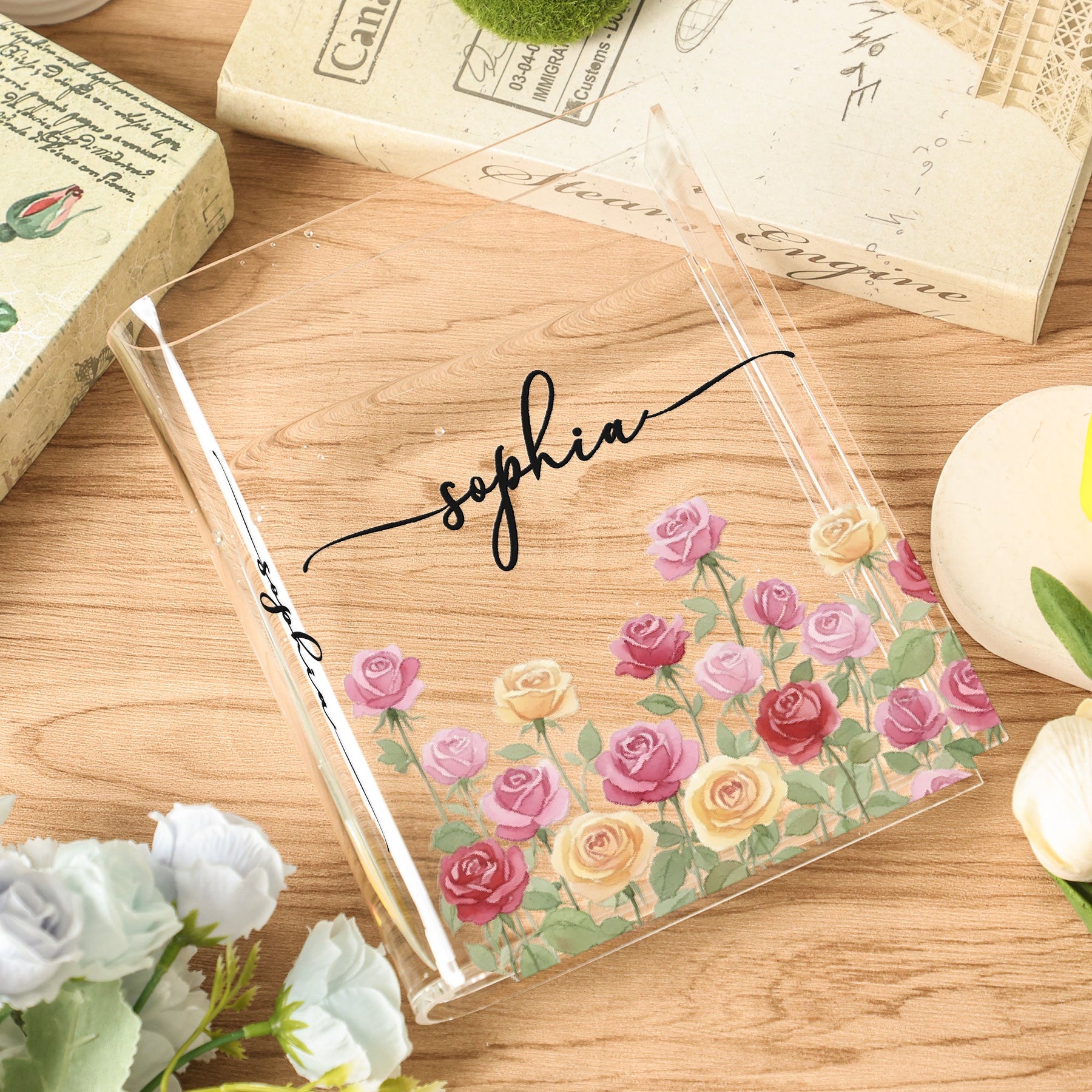 Custom Name & Birth Flower Birthday Gift For Her, Sisters, Daughter, Friends - Personalized Vase