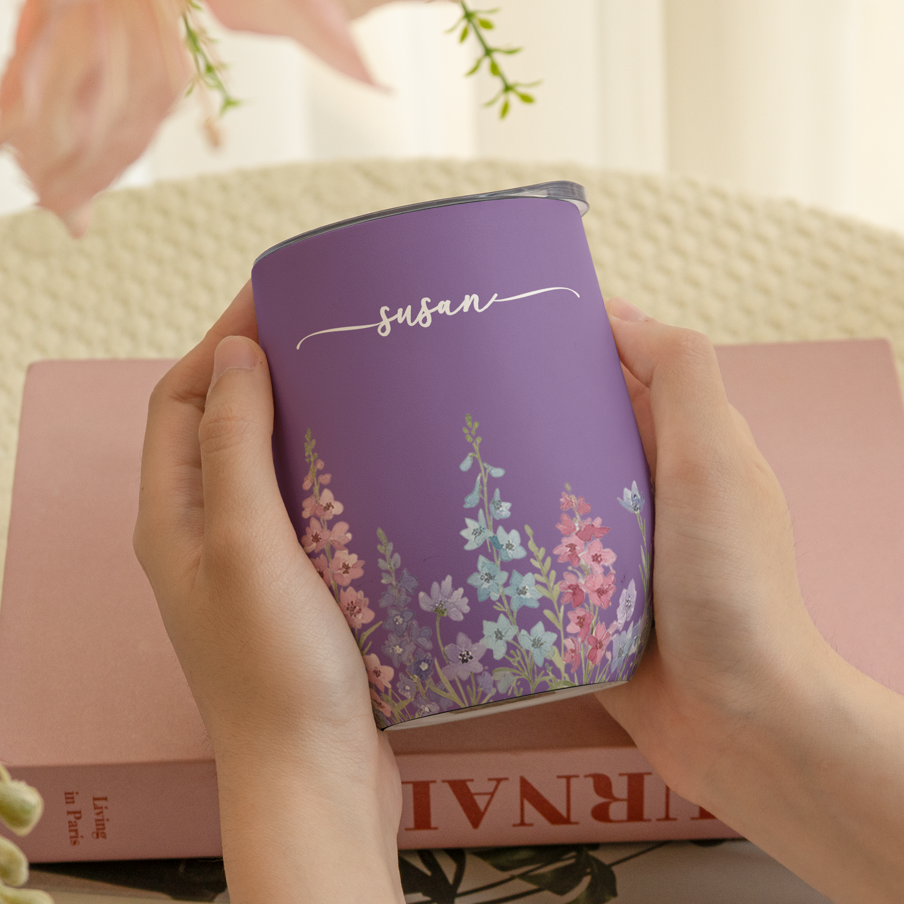 Custom Name & Birth Flower Birthday Gift For Her, Sisters, Daughter, Friends - Personalized Wine Tumbler