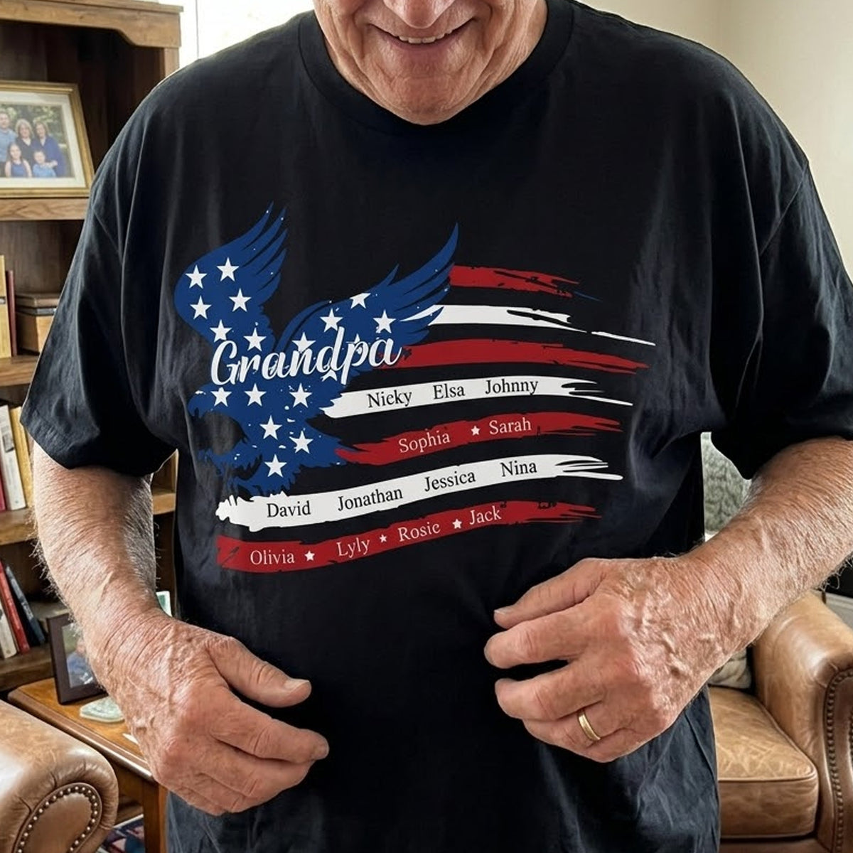 Custom Name Kids, American Flag, Father's Day Gift For Grandpa, Dad - Personalized Shirt
