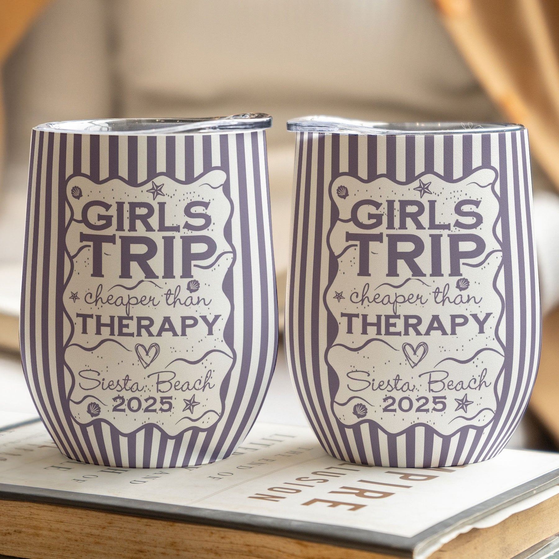 Custom Name & Location For Family Trip Girls Trip Vacations - Personalized Wine Tumbler