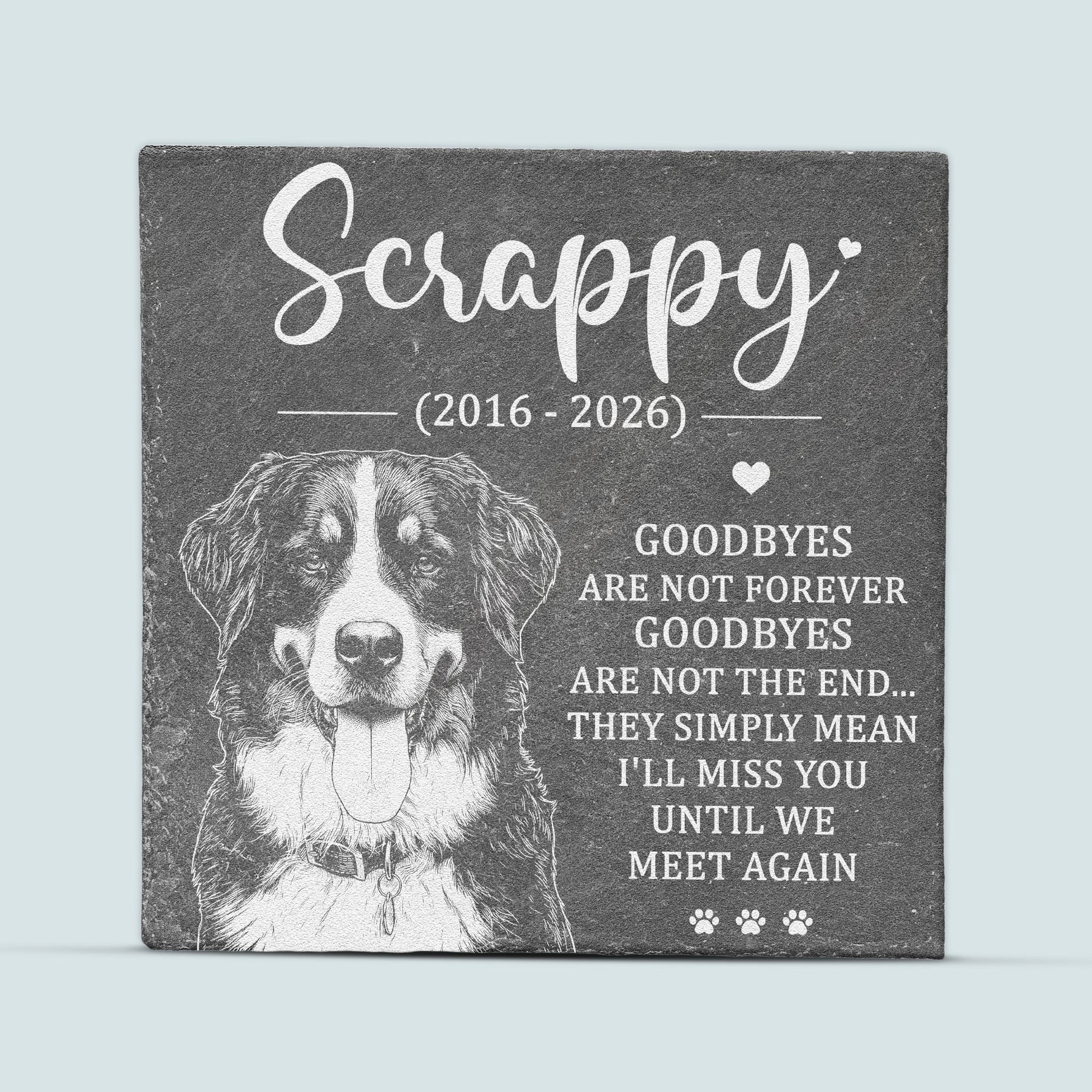 Custom Pet Portrait Sketch Line Art Memorial Gift For Pet Owner - Personalized Garden Stone