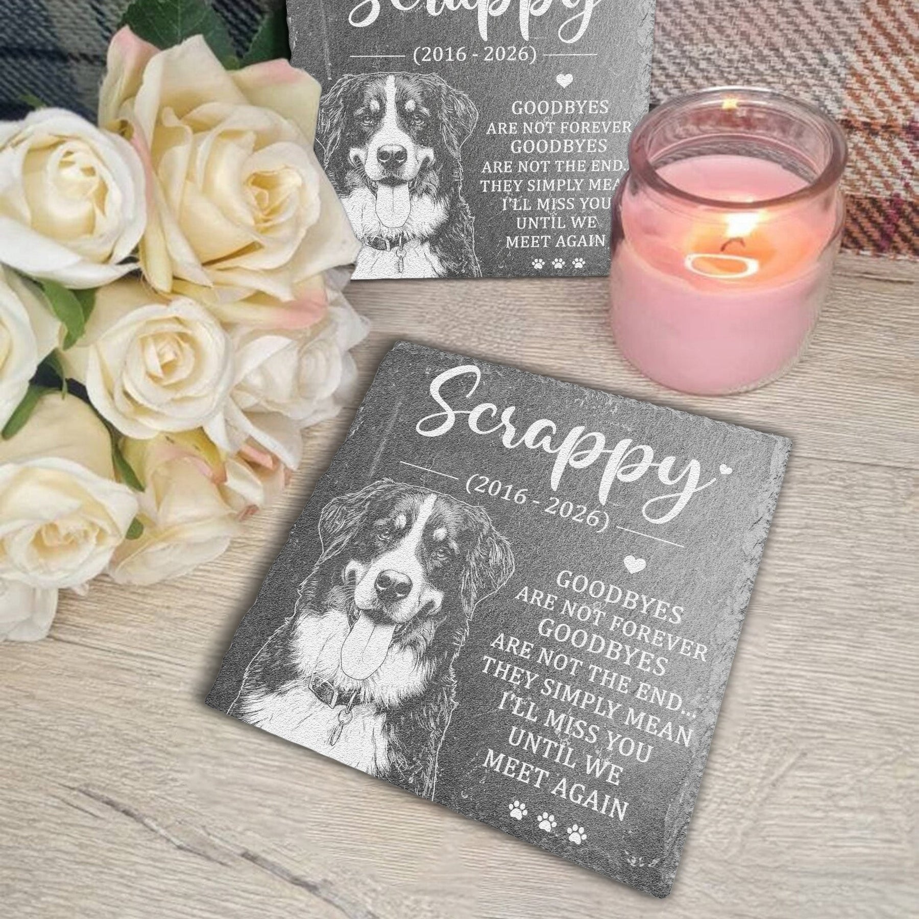 Custom Pet Portrait Sketch Line Art Memorial Gift For Pet Owner - Personalized Garden Stone
