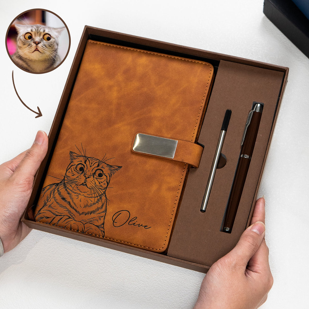 Custom Pet Portrait Sketch Line Art - Personalized Notebook Set