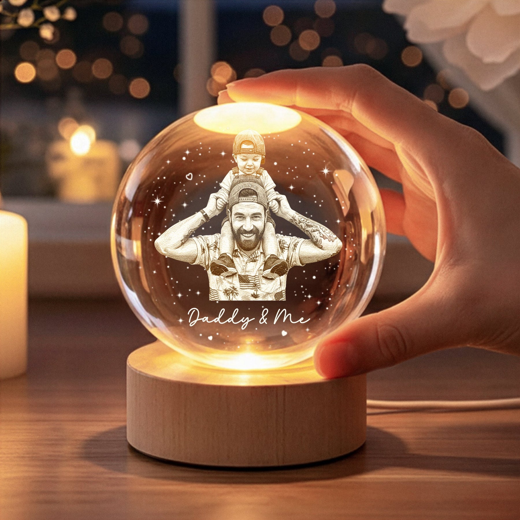 Custom Photo Gift For Dad, Husband, Father's Day Gift For Him - Personalized Night Light