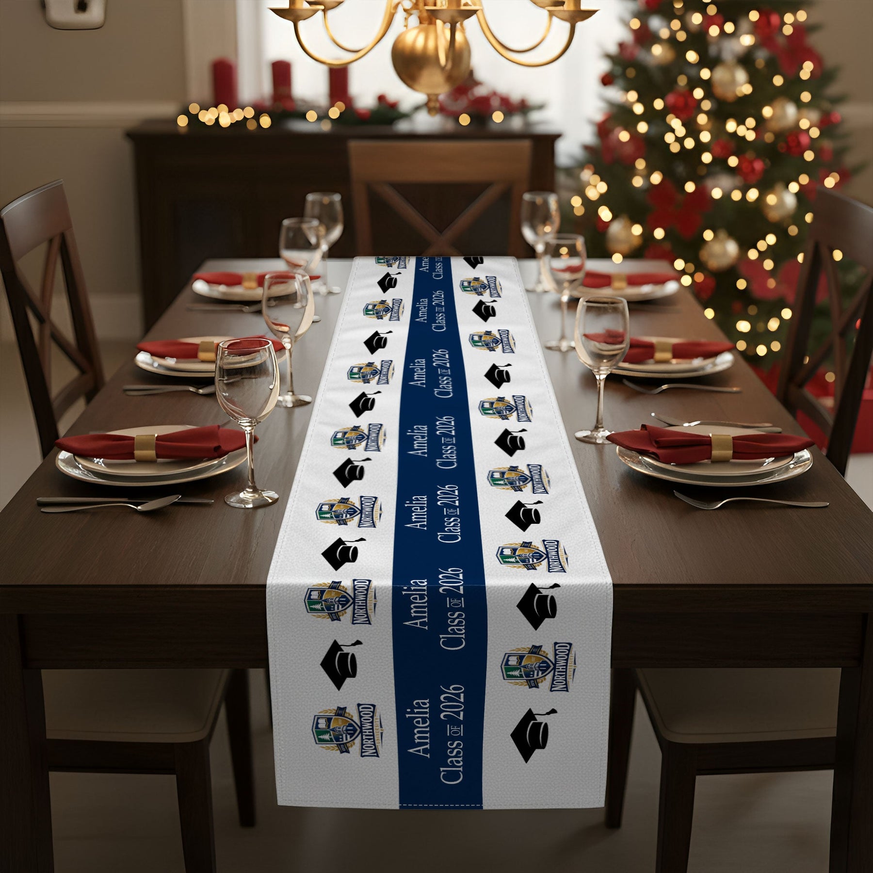 Custom Photo Logo Graduation Party - Personalized Table Runner