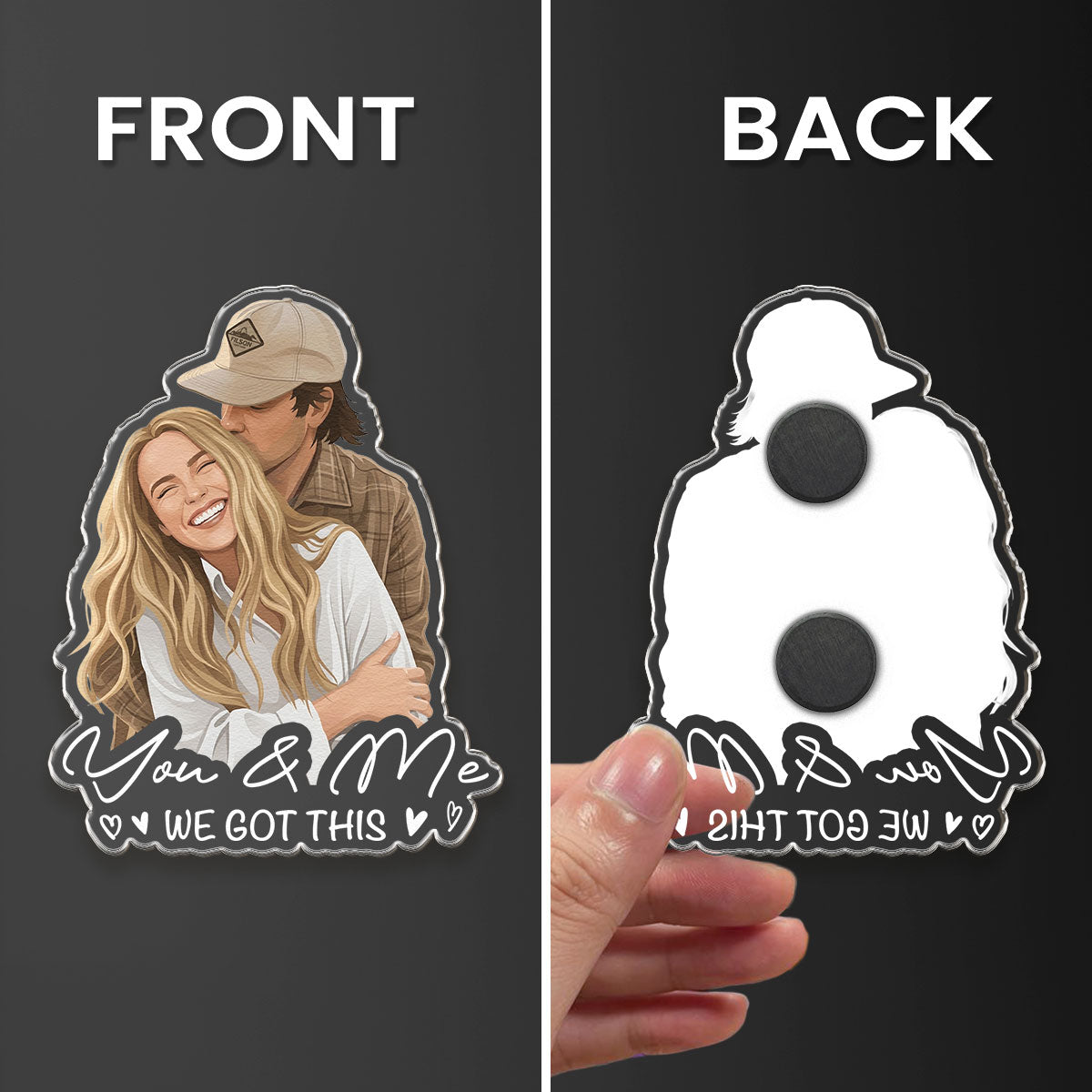 Custom Portrait Art Acrylic Magnet, Family Couples With Pets Photo - Personalized Magnet