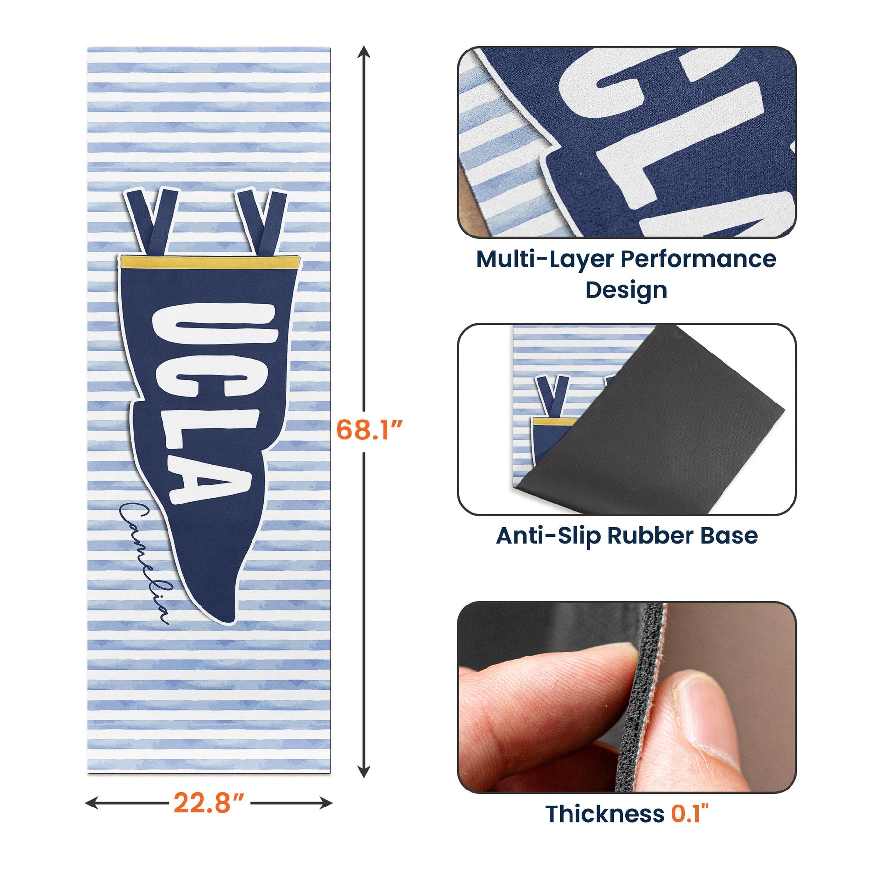 Custom School Pennant Flag - Personalized Yoga Mat