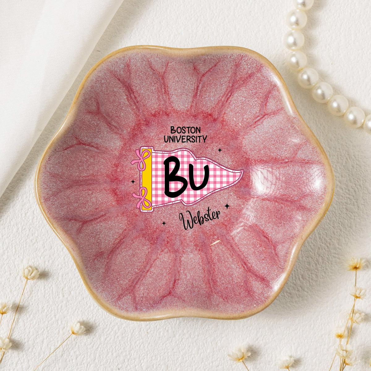 Custom School Pennant - Personalized Jewelry Dish