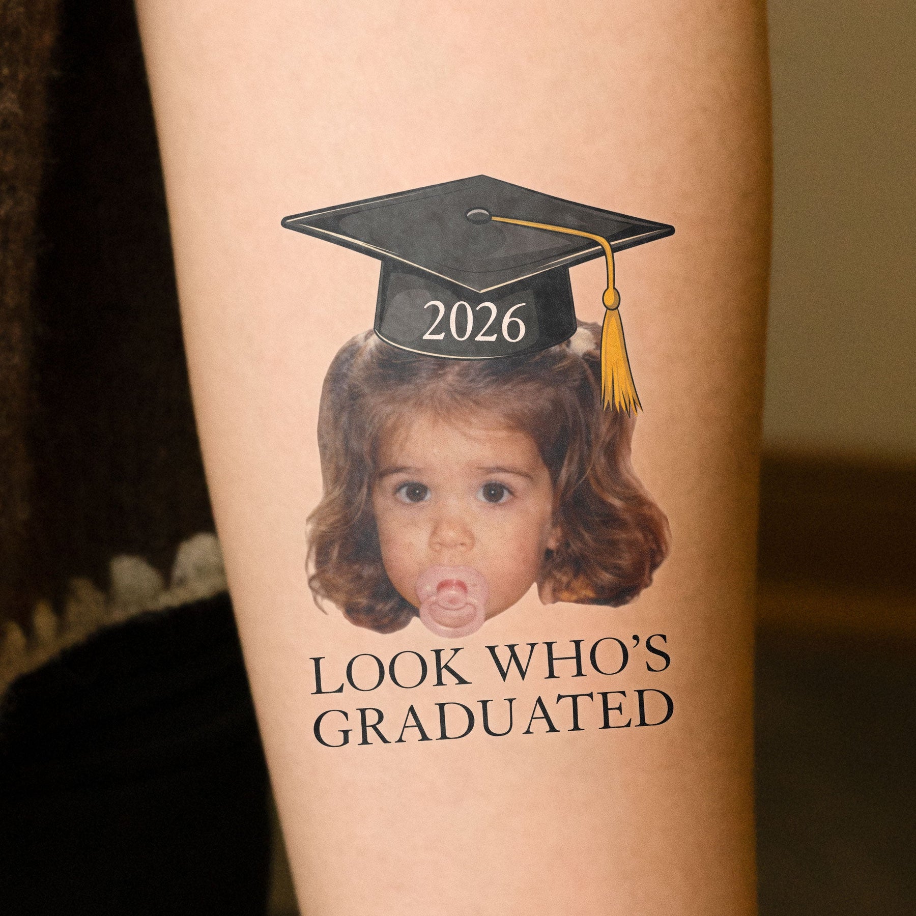 Custom Vintage Childhood Photo Graduation Party Gift - Personalized Tattoo