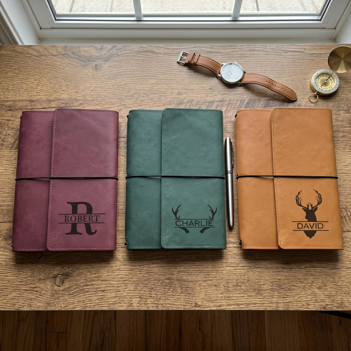 Custom Vintage Initial Name For Him, Husband, Son, Boss, Dad, Coworkers - Personalized Notebook Cover