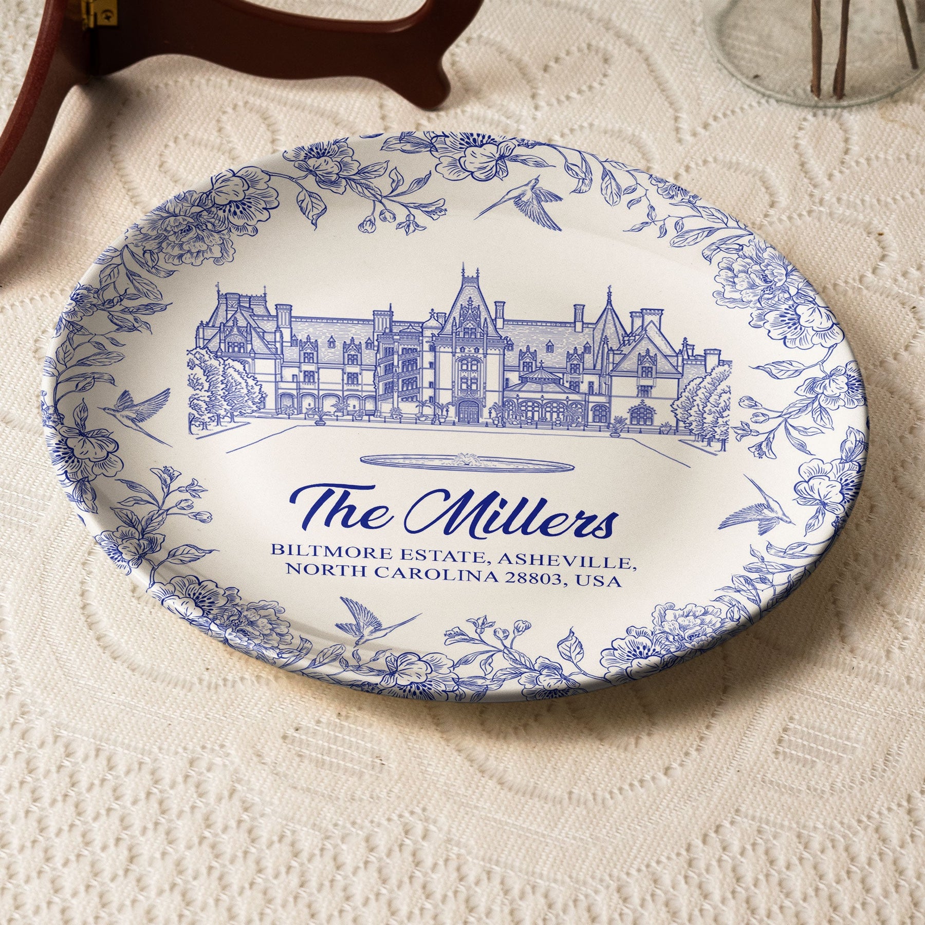 Custom Wedding Venue Photo, Toile Illustrated Venue Decor - Wedding Gifts For Couples - Personalized Ceramic Plate
