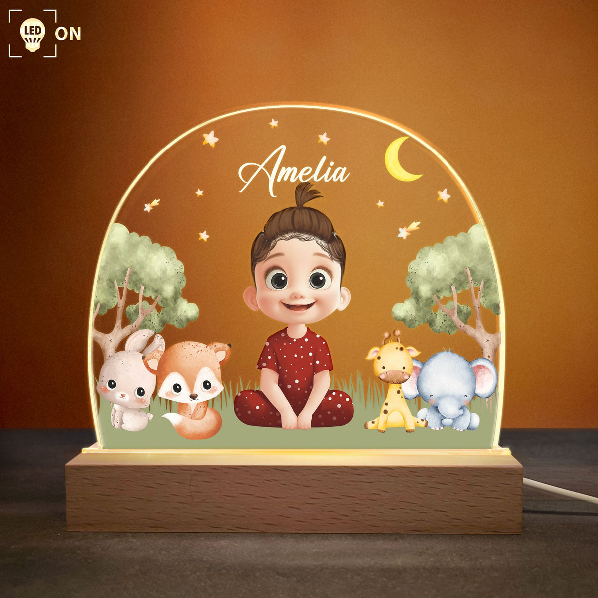 Cute Cartoon With Name Dinosaur Princess - Personalized LED Light