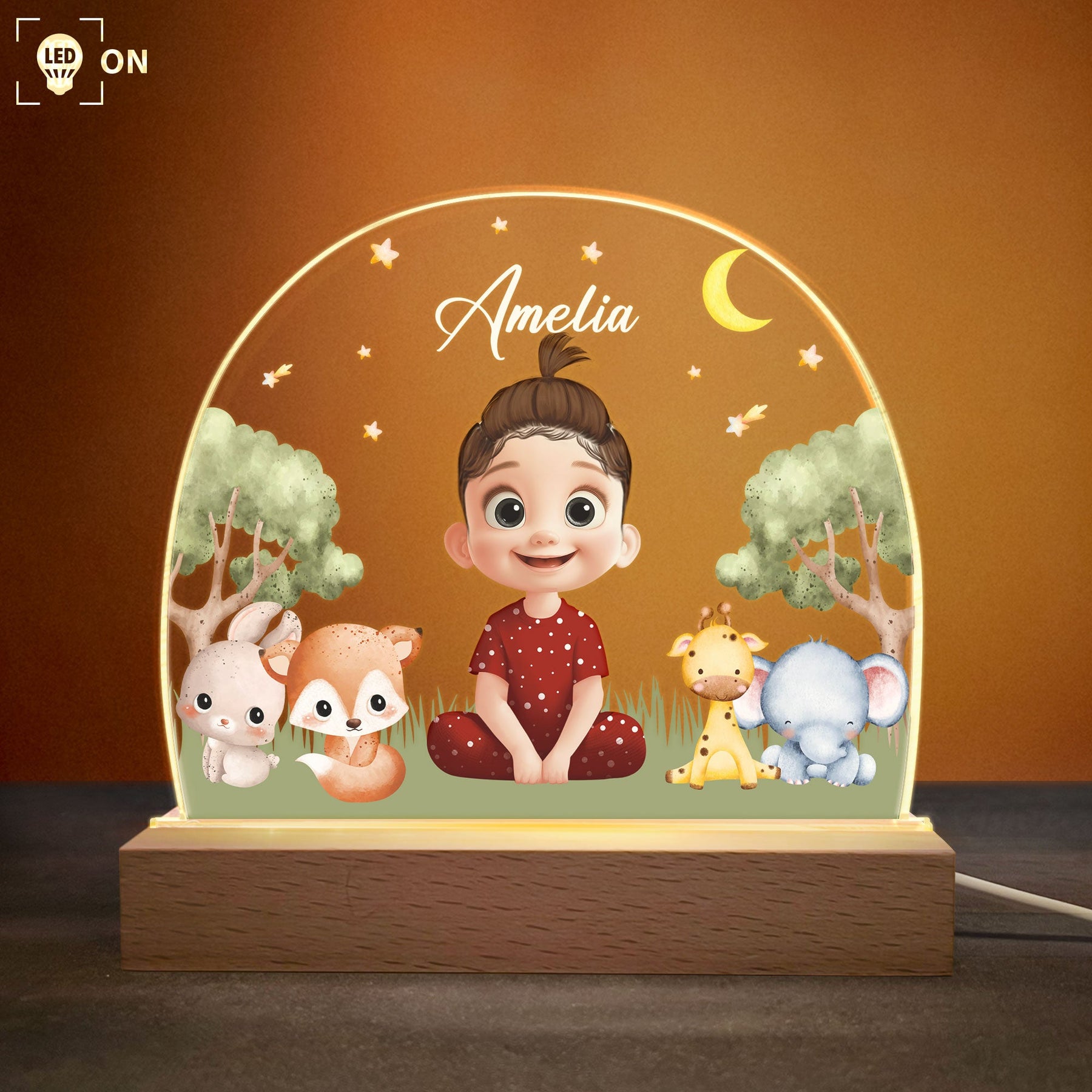 Cute Cartoon With Name Dinosaur Princess - Personalized LED Light