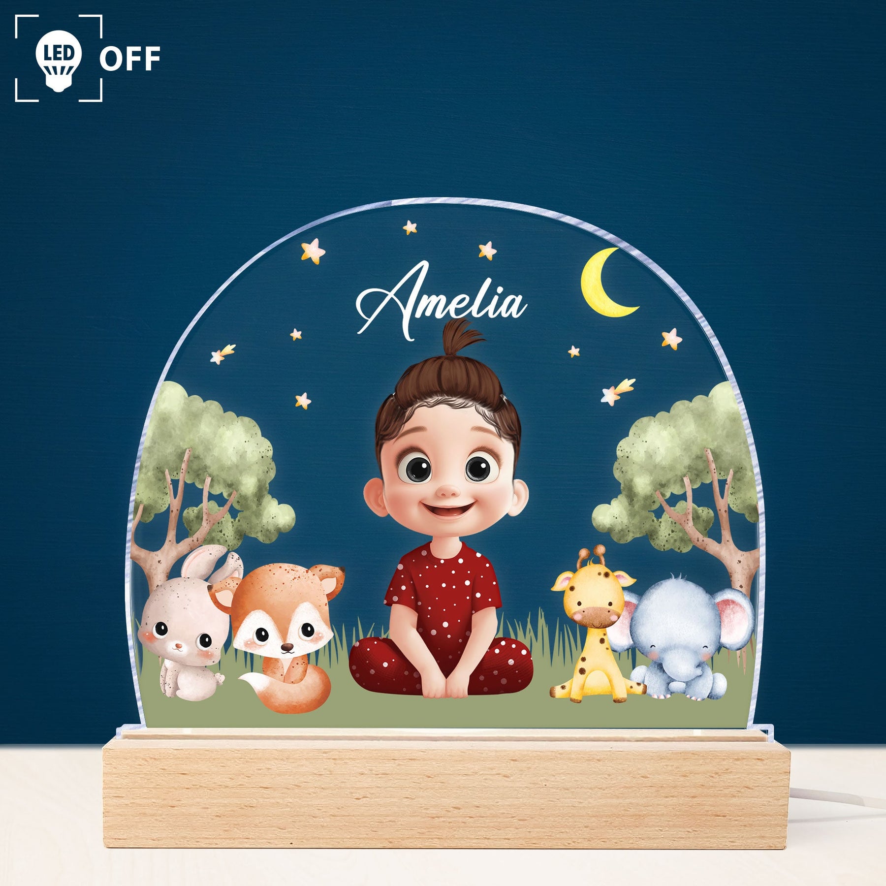 Cute Cartoon With Name Dinosaur Princess - Personalized LED Light