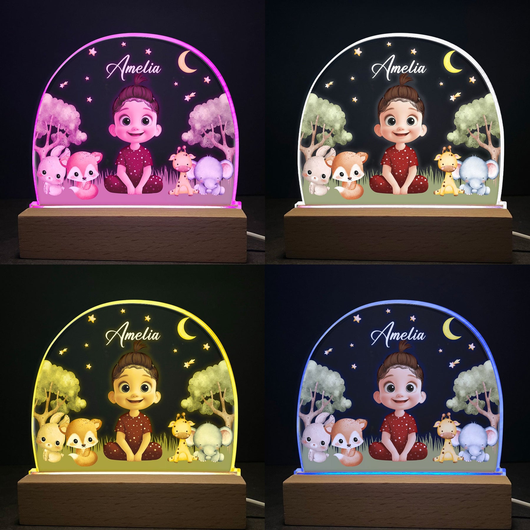 Cute Cartoon With Name Dinosaur Princess - Personalized LED Light