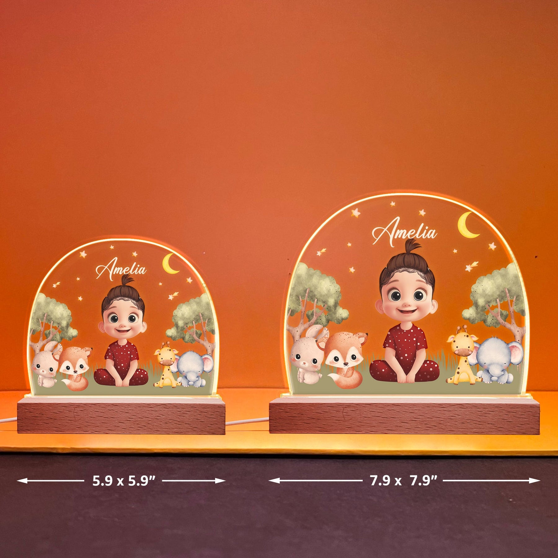 Cute Cartoon With Name Dinosaur Princess - Personalized LED Light
