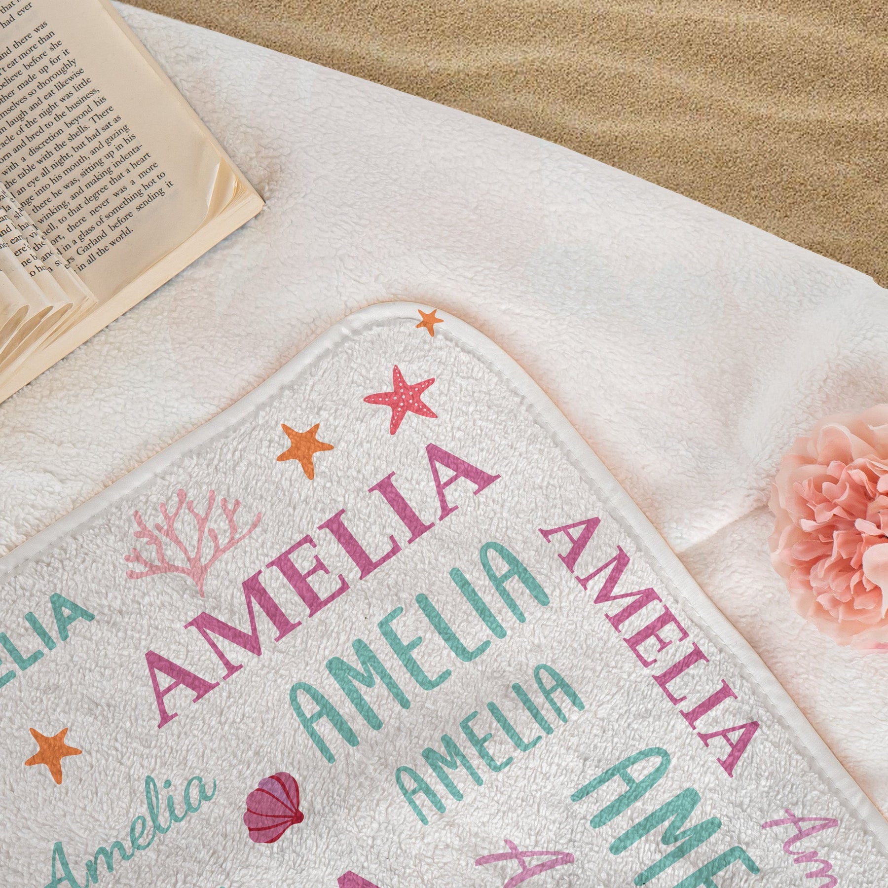 Cute And Beachy Custom Name - Personalized Beach Towel