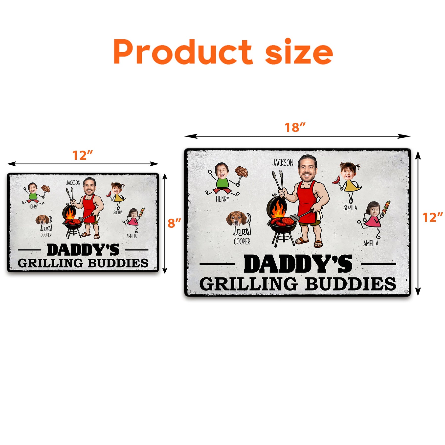 Dad' Grilling Buddies Funny Father's Day Gift For Daddy, Husband, Grandpa - Personalized Metal Sign