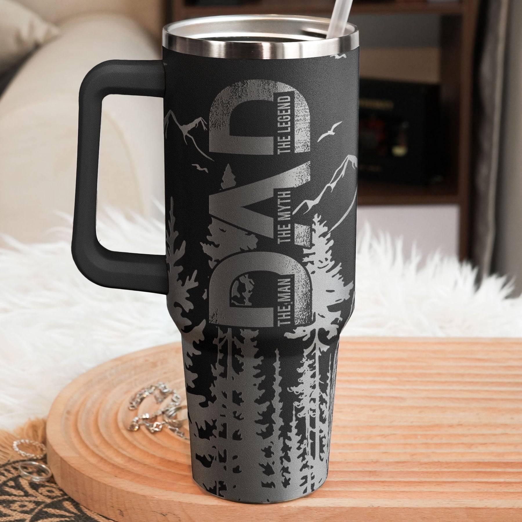 Dad, Grandpa, Papa Forest With Kids' Names - Personalized 40oz Tumbler