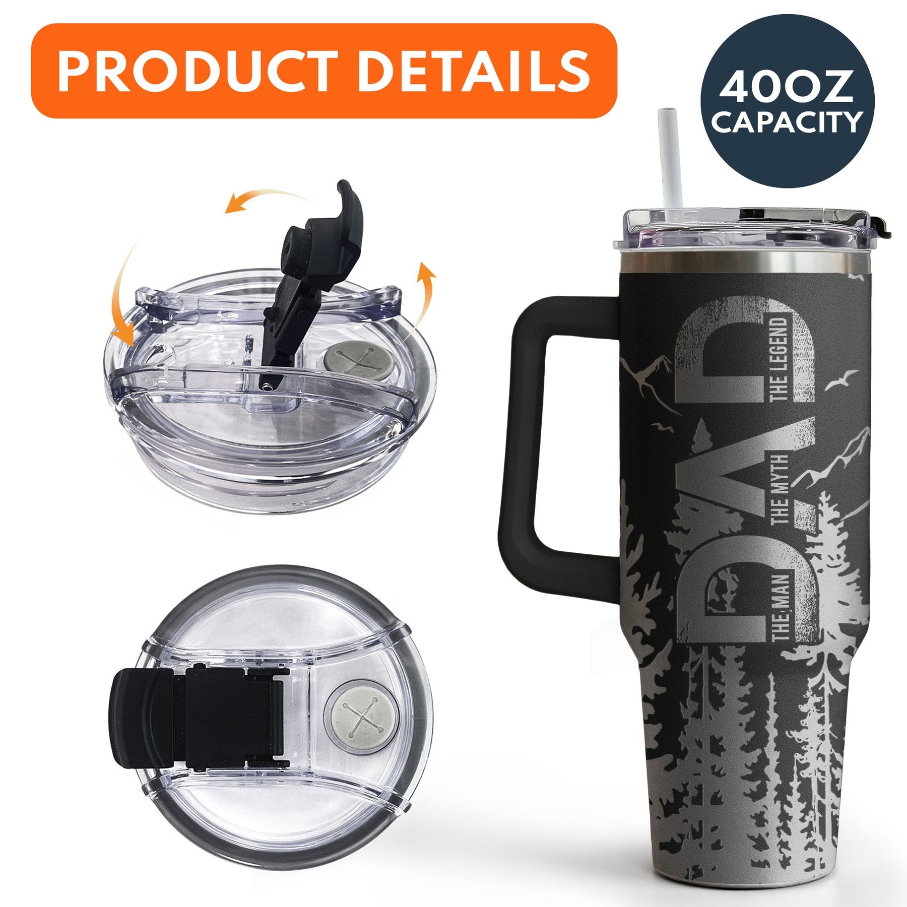 Dad, Grandpa, Papa Forest With Kids' Names - Personalized 40oz Tumbler