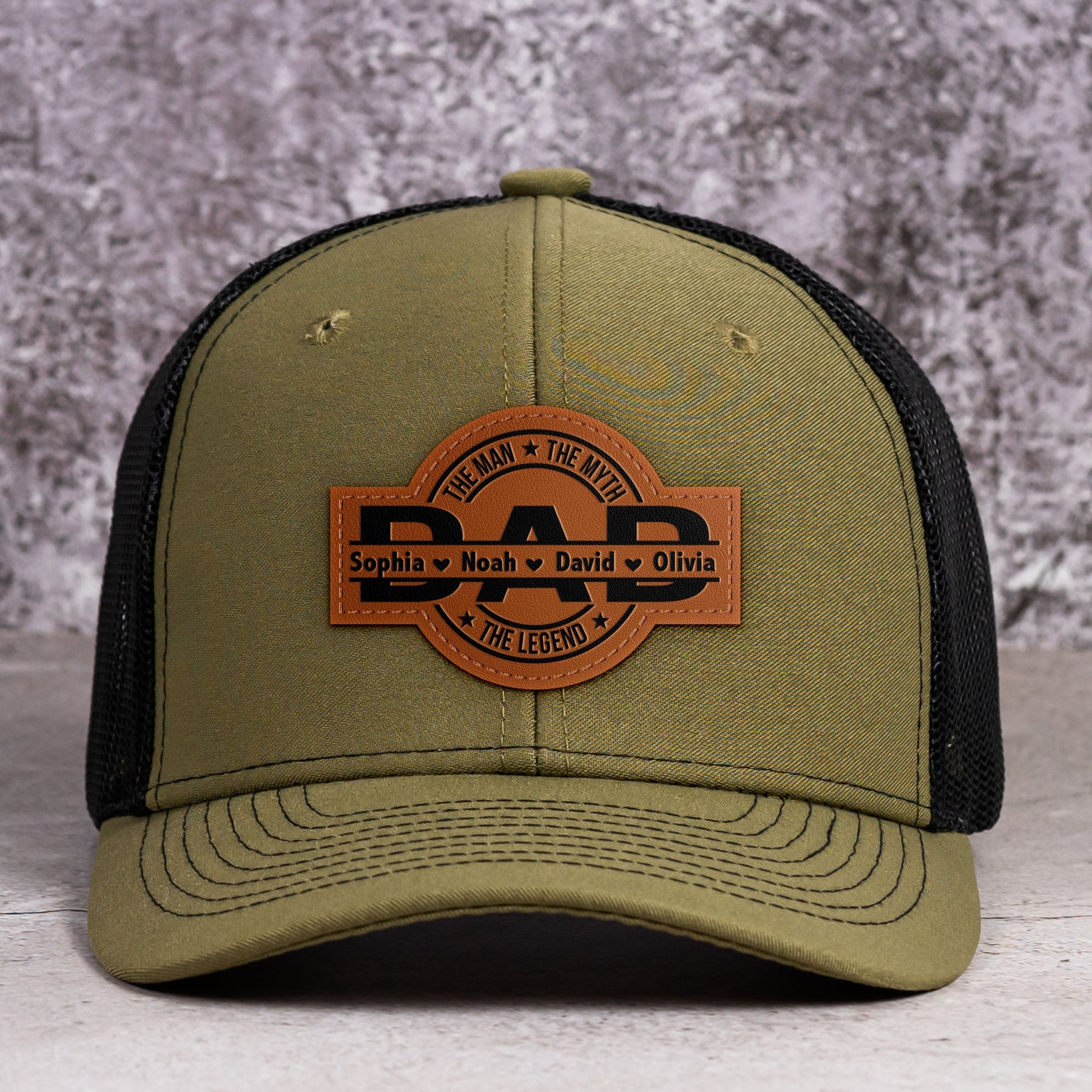 Dad, The Man, The Myth, The Legend - Personalized Leather Patch Hat - Gift For Dad