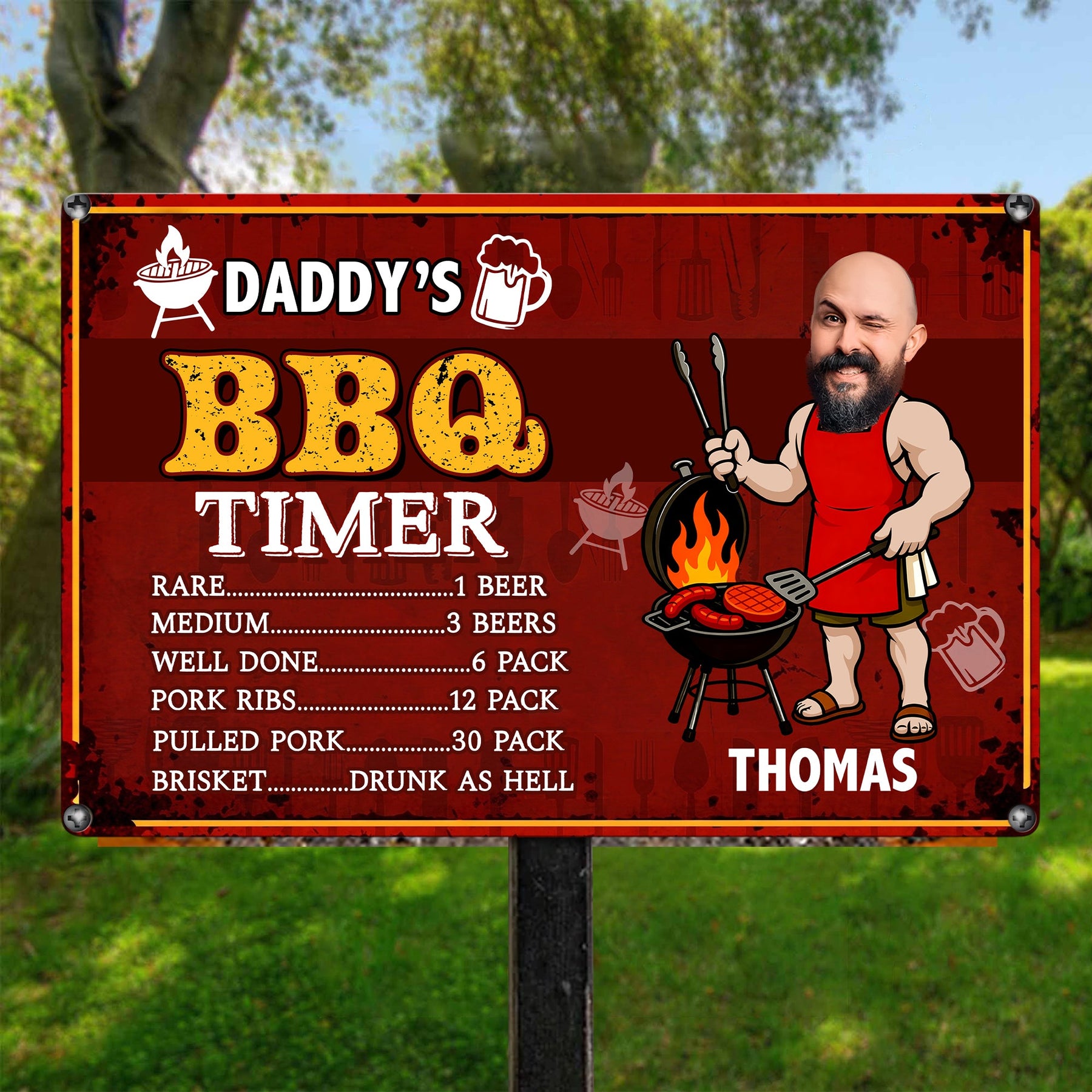 Dad BBQ Grill - Funny Father's Day Gift - Personalized Metal Sign