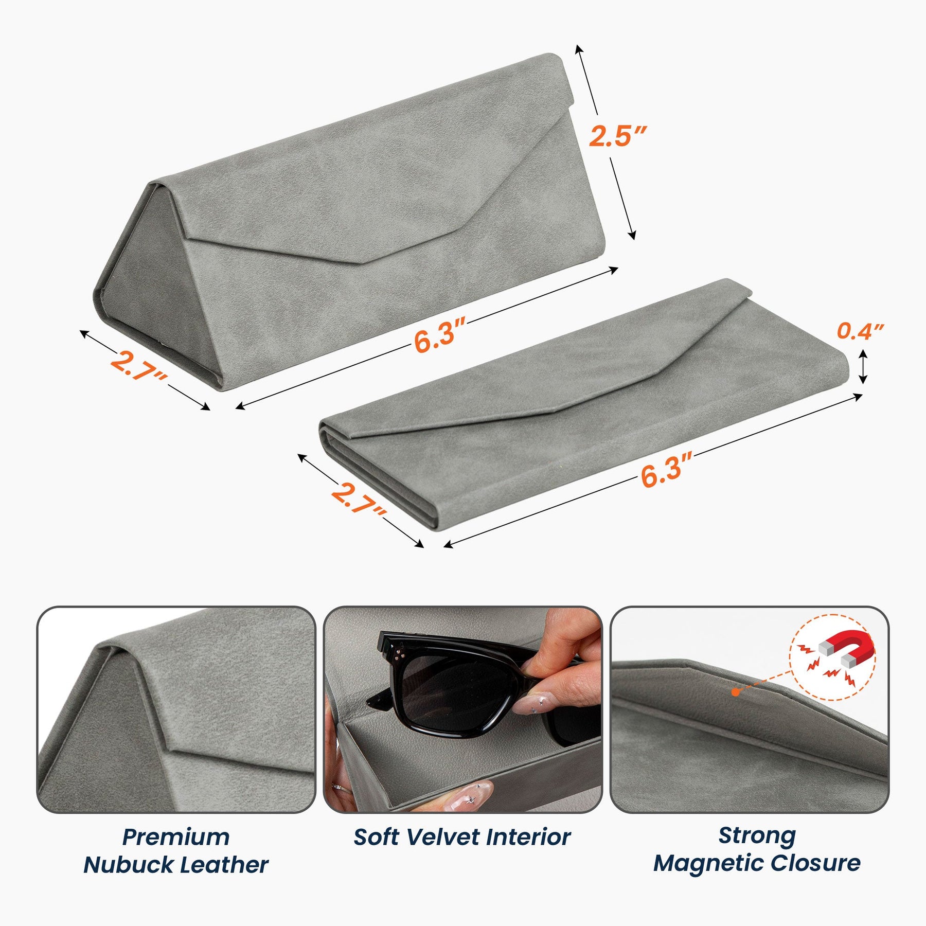 Dad, Papa, Grandpa With Kids' Names - Personalized Leather Glasses Case