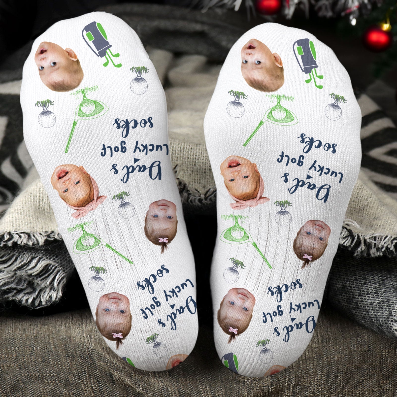 Dad's Lucky Golf Socks - Personalized Photo Crew Socks