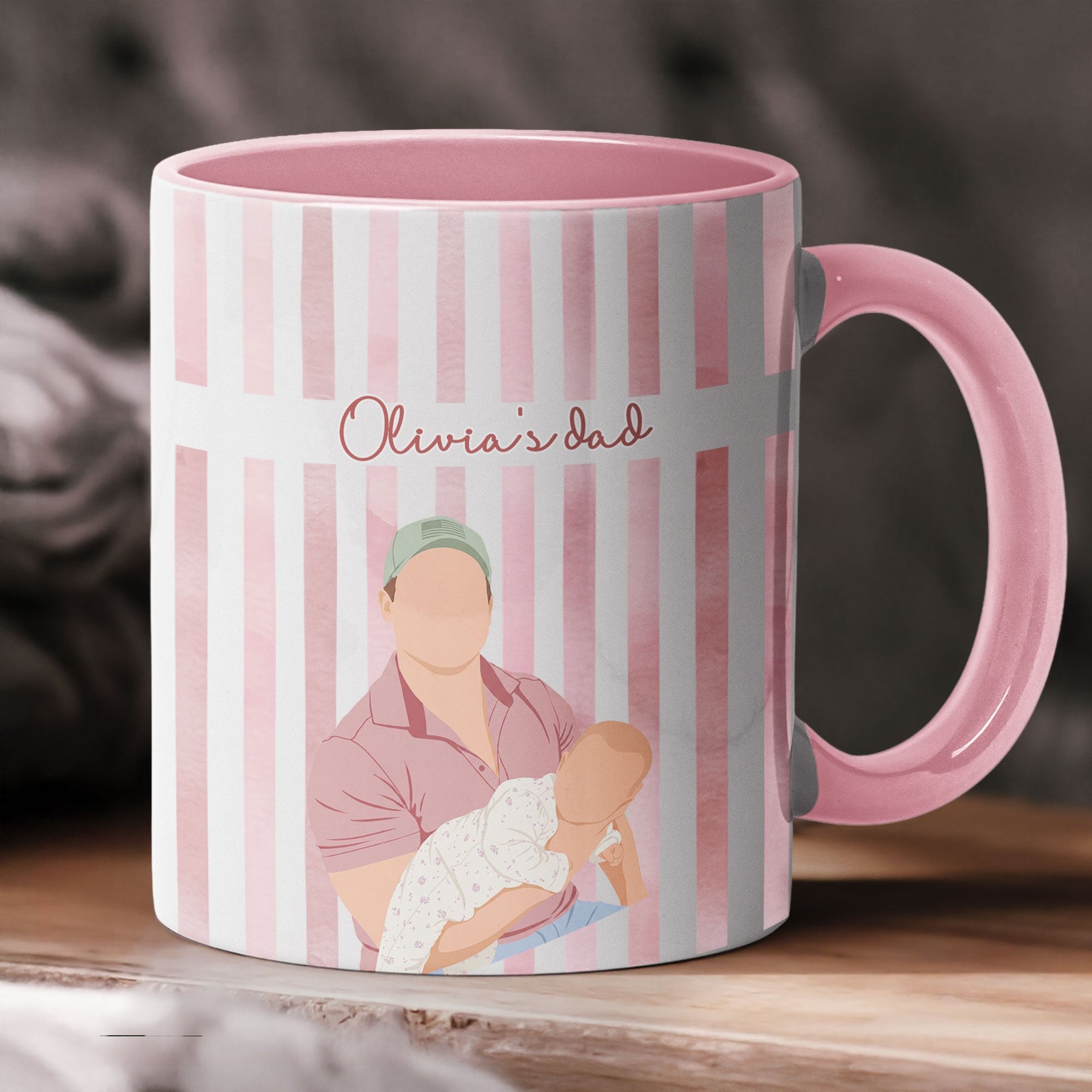 Daddy & Me, Mommy & Me, Grandma & Me - Custom Faceless Photo Art With Baby - Personalized Mug