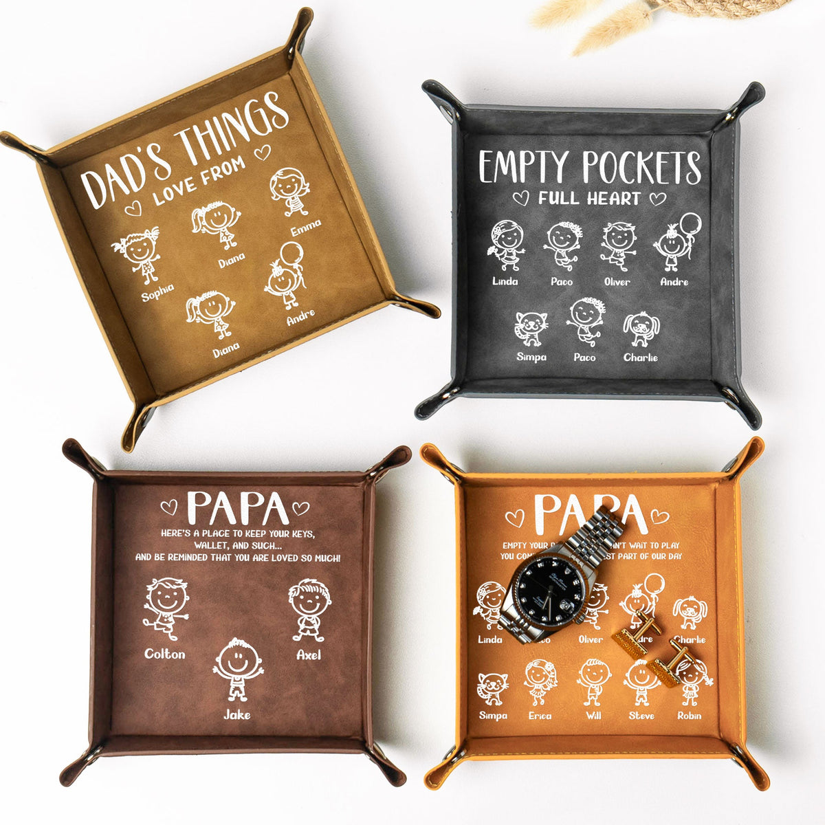 Daddy Empty Your Pockets - Daddy's Things Love From Kids - Personalized Valet Tray