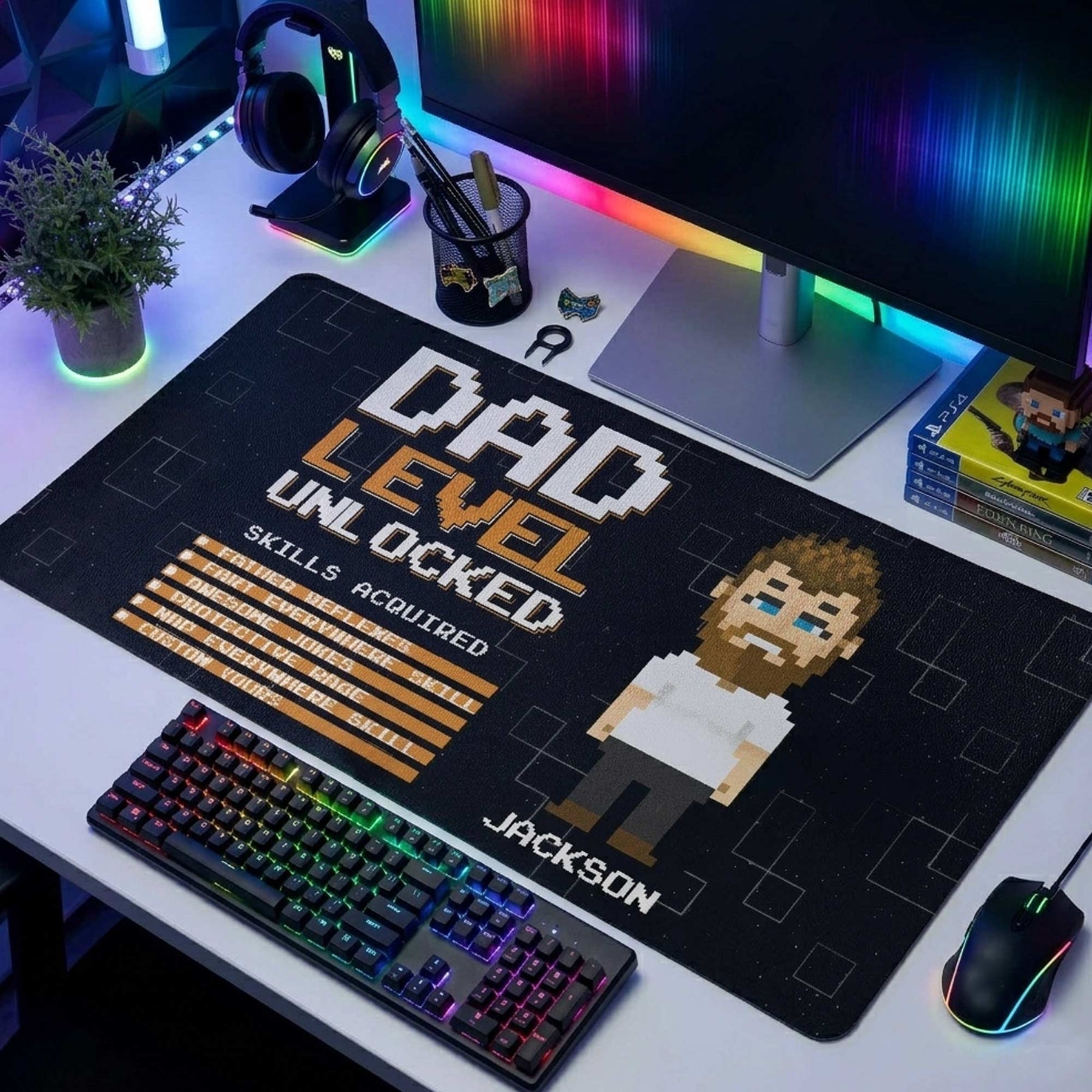 Daddy Level Up - Father's Day Gifts For Gaming Dad - Personalized Desk Mat