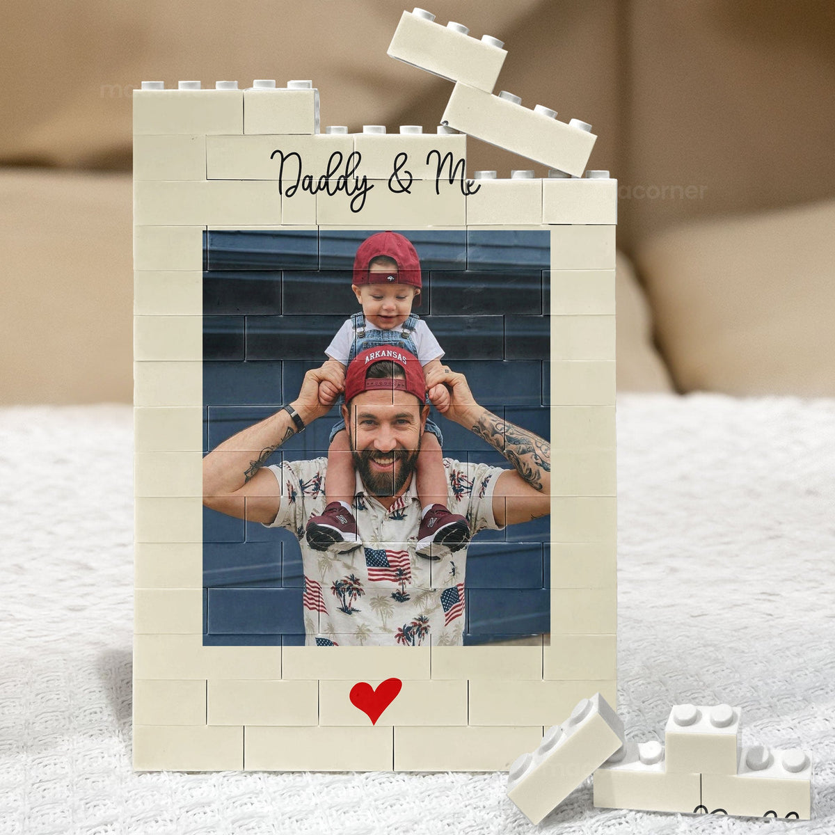 Daddy & Me Father's Day Gift For Dad, Husband - Personalized Rectangle Building Brick