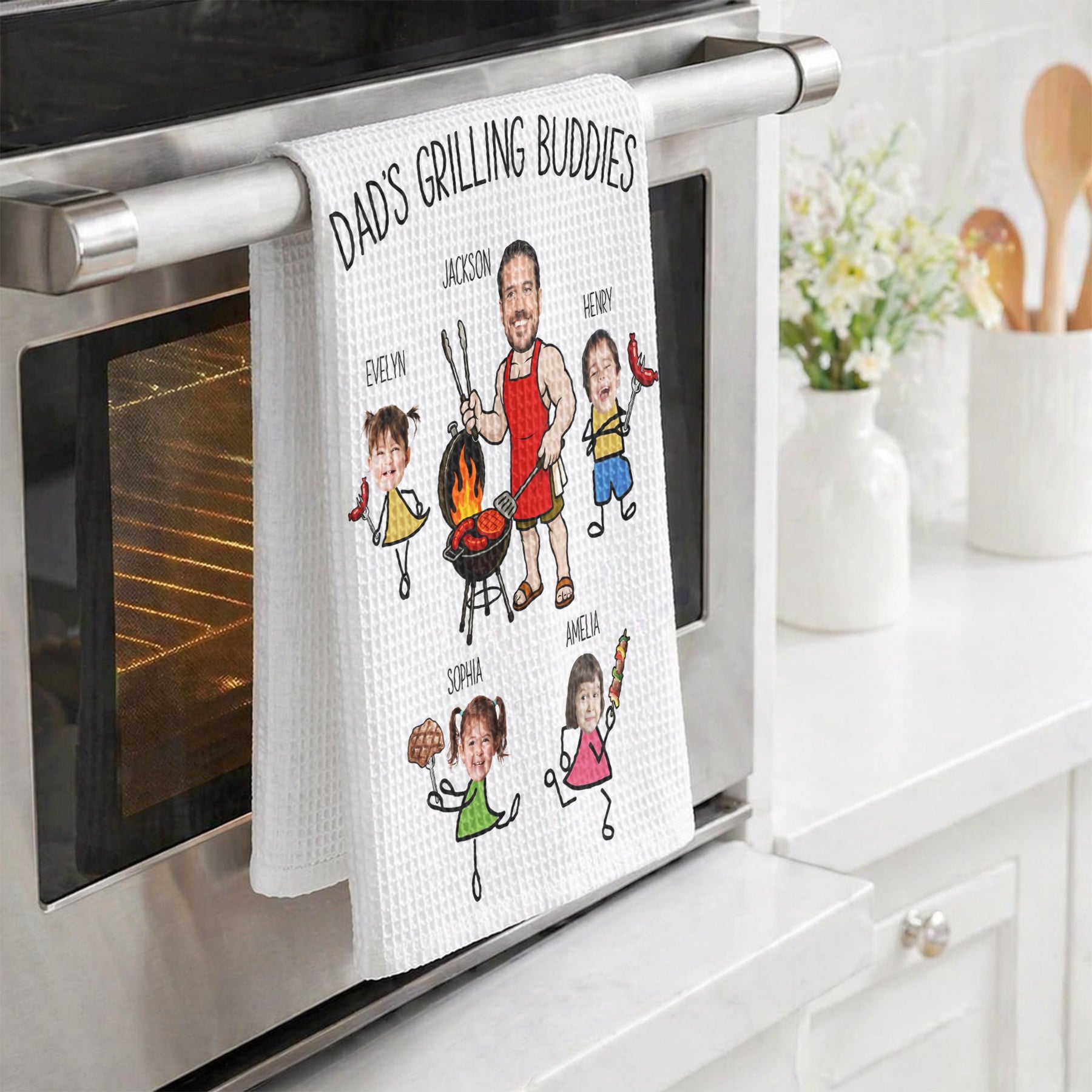 Dad's Grilling Buddies Father's Day Gift For Dad, Husband - Personalized Kitchen Towel