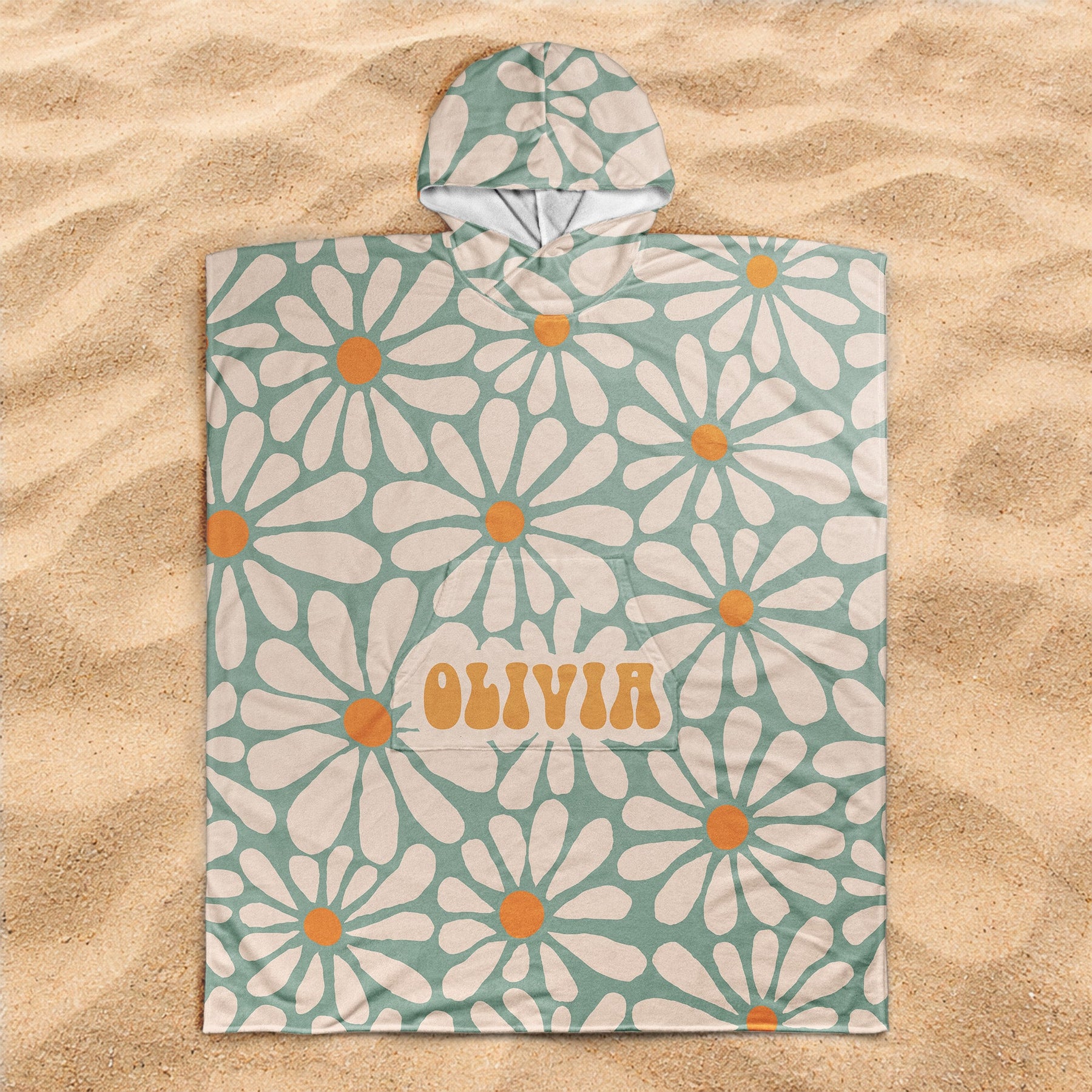 Daisy, 70S Boho Custom Name - Personalized Beach Towel