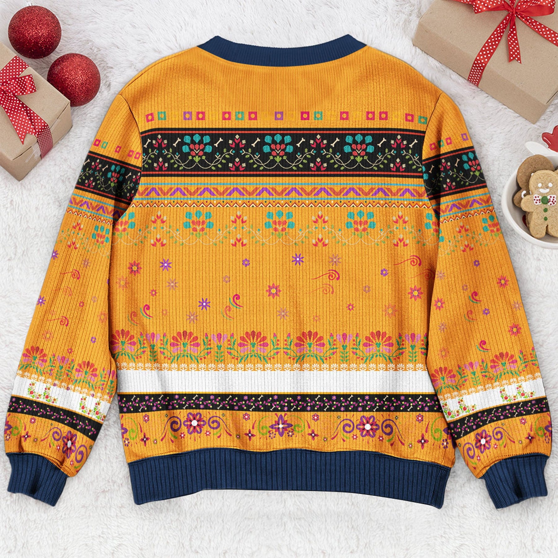 Day Of The Dead Dog Cat Hispanic Mexican Flowers - Personalized Ugly Sweater