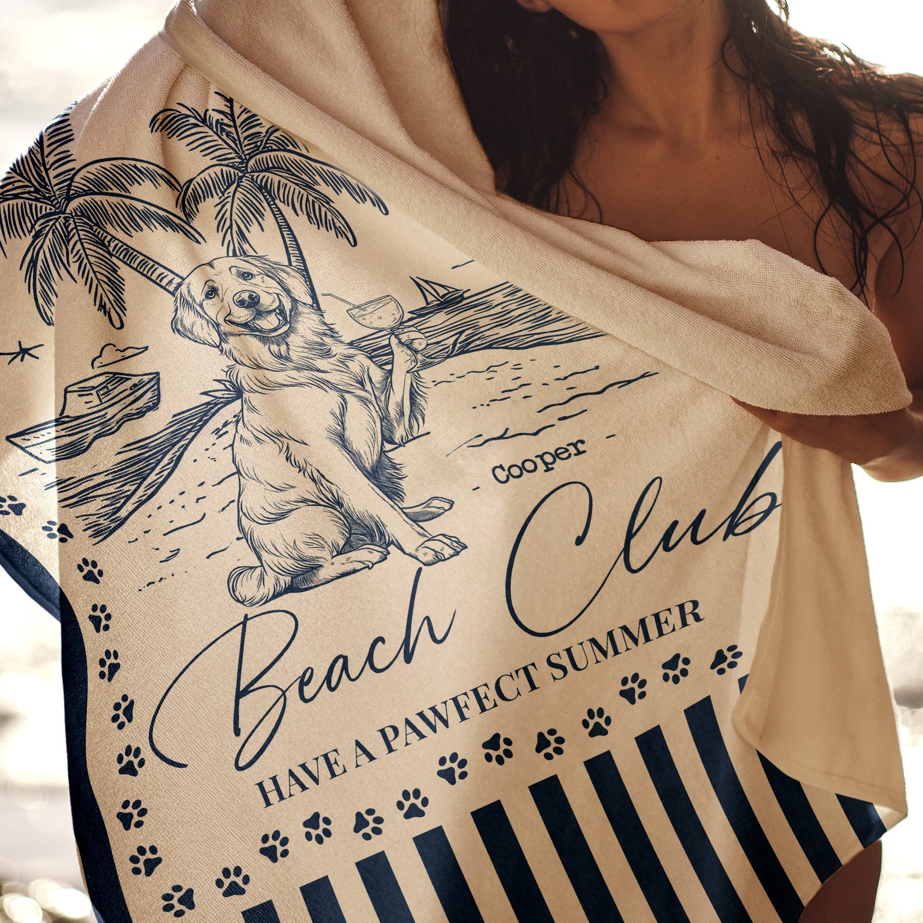 Dog Beach Club - Personalized Quick-Dry Beach Towel